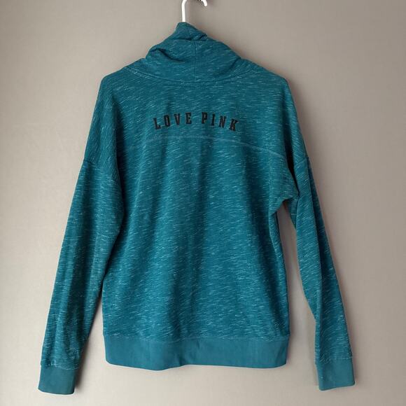Victoria's Secret PINK sz S blue teal‎ cowl neck Hoodie NWOT - Picture 5 of 7